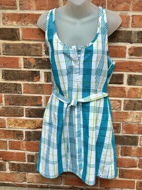 Oakley 100% Cotton Plaid Dress With Belt, Racer back. Woman’s Size Medium